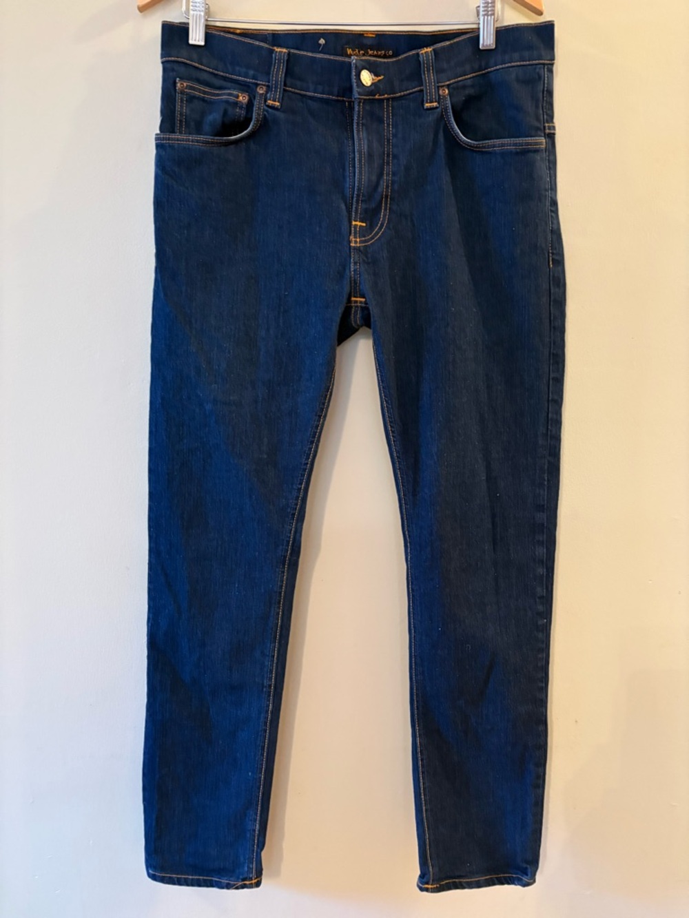 Nudie Jeans Slim Indigo Blue Men's Jeans, Organic, Sz 36, fit smaller.